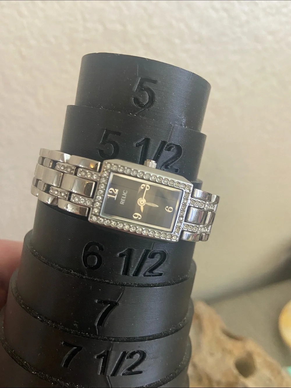 Vintage RELIC STainless Steel & Pave’ Crystal WORKING Watch